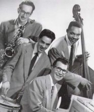 1951. Paul Desmond, Herb Barman, Dave Brubeck and Wyatt 'Bull' Ruther